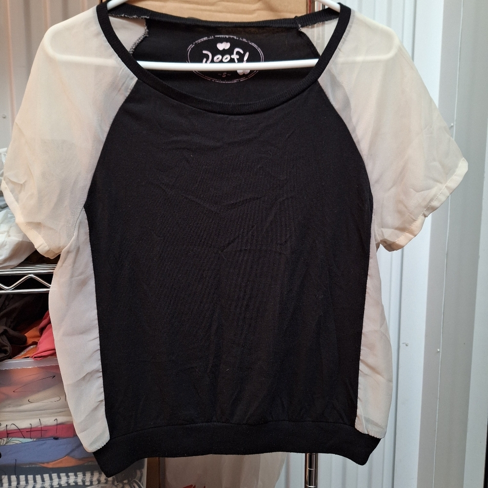 Poof! -- Black & White Short Sleeve Top